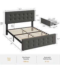 gaomon Full Size Bed Frame with 4 Storage Drawers and Headboard
