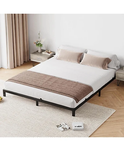 gaomon 8 in Full Bed Frame No Box Spring Needed, Low Heavy Duty Metal Platform Bed Frame with Sturdy Metal Slats for Mattress Foundation