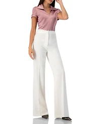 Ivonne Women's Plain Short Sleeve Blouse with Shirt Collar