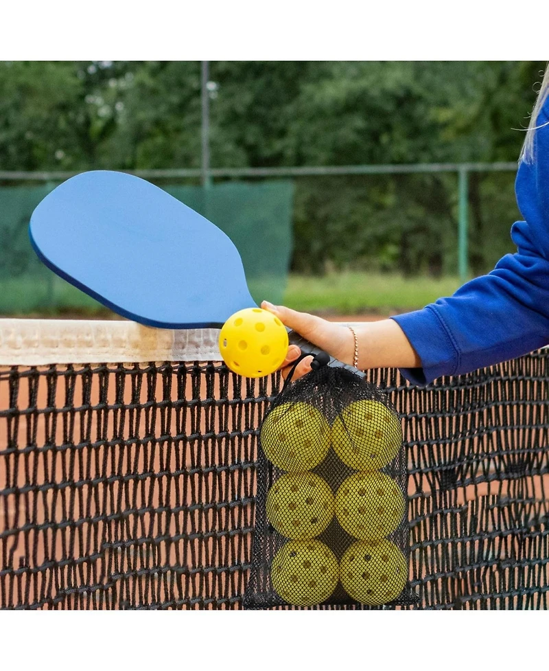 Magicorange 6-Pack Outdoor High-Elasticity 40-Hole Seamless Pickleball Balls with Mesh Carry Bag
