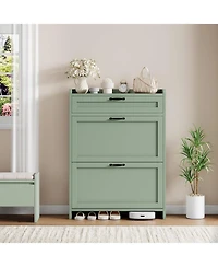 gaomon Shoe Cabinet with 2 Flip Drawers & 1 Top Drawer, Modern Wooden Shoe Organizer Cabinet for Entryway, Hallway, Living Room