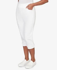 Alfred Dunner Women's Port Side Mother of Pearl Denim Super Stretch Capri Jeans