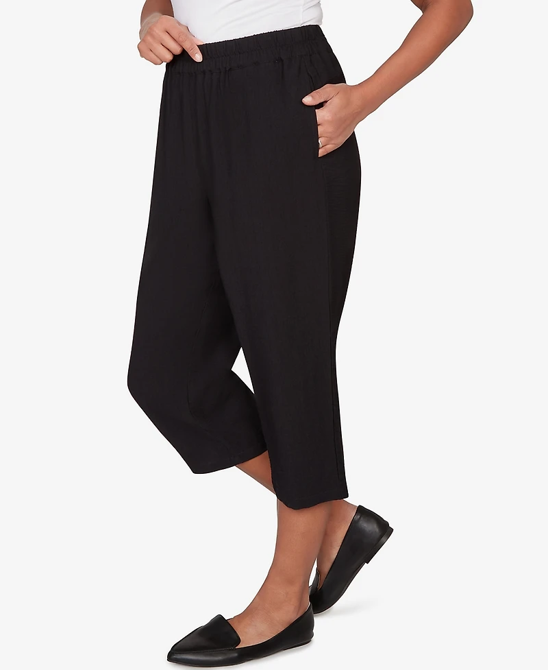 Alfred Dunner Women's Crowd Pleaser Paisley Embroidered Relaxed Capri Pants