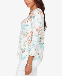 Ruby Rd. Petite Embellished Oceania Floral Knit Top