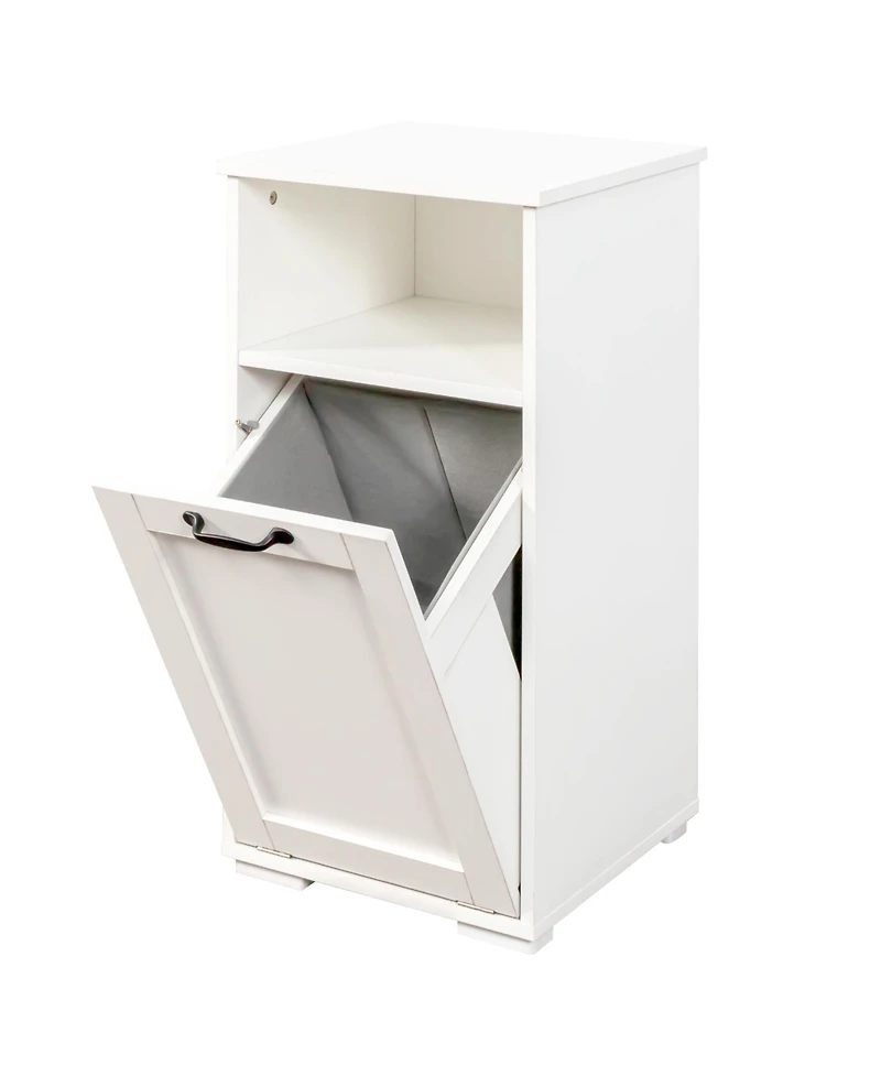 Rainsken Pull-Out Bathroom Storage Unit with 1 Removable Liner Bag for Easy Sorting & Storage Laundry Hamper Cabinet