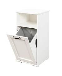 Rainsken Pull-Out Bathroom Storage Unit with 1 Removable Liner Bag for Easy Sorting & Storage Laundry Hamper Cabinet