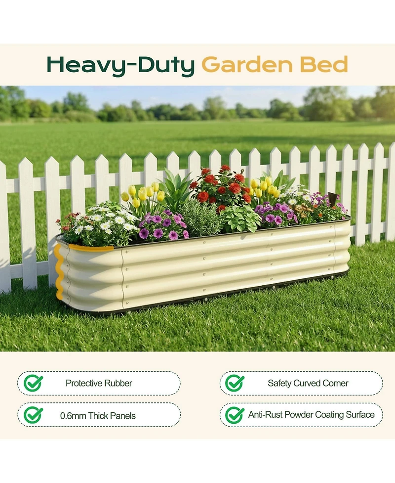 Aoodor Galvanized Raised Garden Bed 63'' Self-Watering Planter Box with Drainage Plug and Water Reservoir for Indoor & Outdoor Gardening
