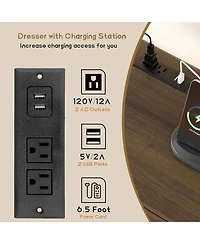 gaomon 6 Drawer Rattan & Wood Storage Dresser