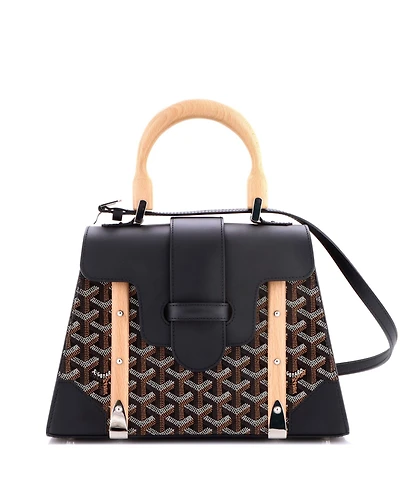 Pre-Owned Goyard Pm Saigon Top Handle Bag Coated Canvas with Leather