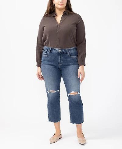 Silver Jeans Co. Plus Size Avery Straight Cropped Jeans