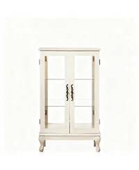 Yigii Antique Display Cabinet with Lighted Glass Doors and Mirrored Panel