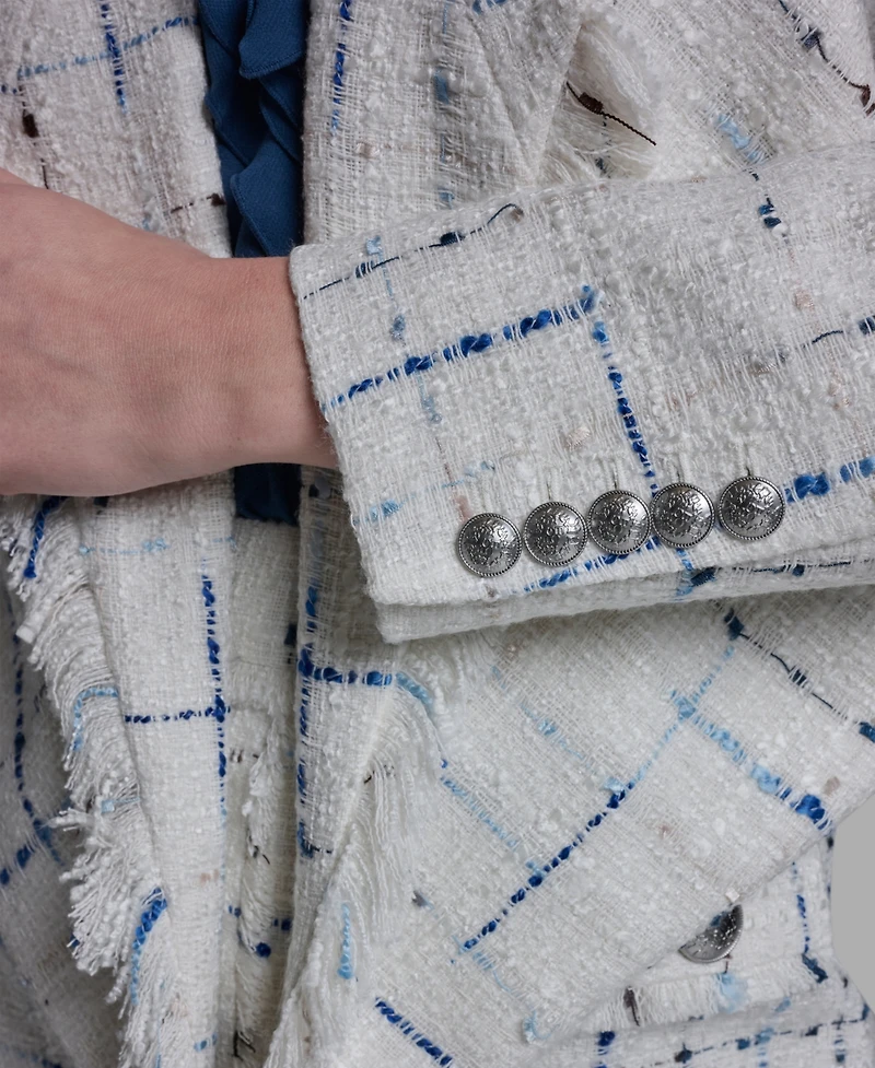 Bcbg Women's Tweed Open Front Fringe Jacket