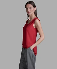 Bcbg Women's V-Neck Lace Detail Pull-On Top