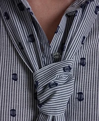 Bcbg Women's Tie-Neck Long-Sleeve Stripe Top