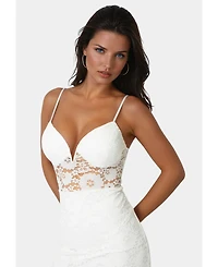 Bebe Women's Lace-Up Back Midi Dress