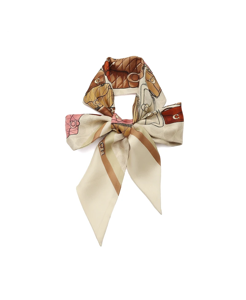 Coach Women's Stacked Tabby Printed Wide Silk Skinny Scarf