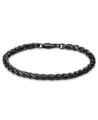 Rhona Sutton Men's Black Plated Wheat Chain Bracelet in Stainless Steel