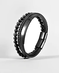 Rhona Sutton Men's Varen Cuff Leather Bracelet in Stainless Steel