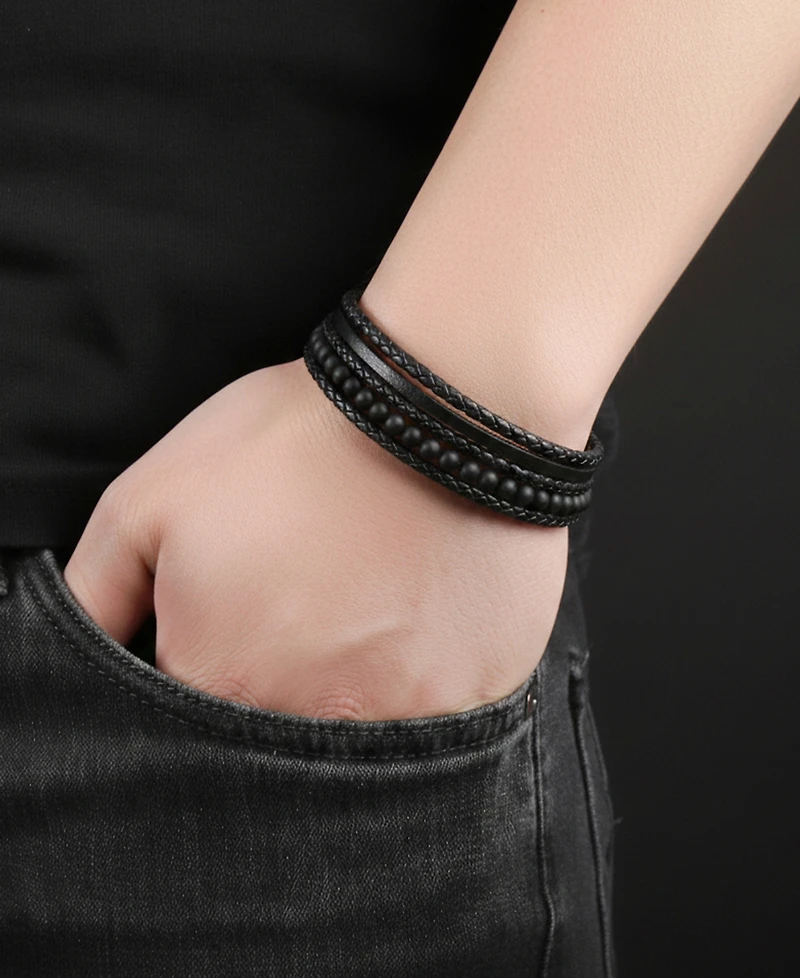 Rhona Sutton Men's Calibre Leather & Stainless Steel Bracelet