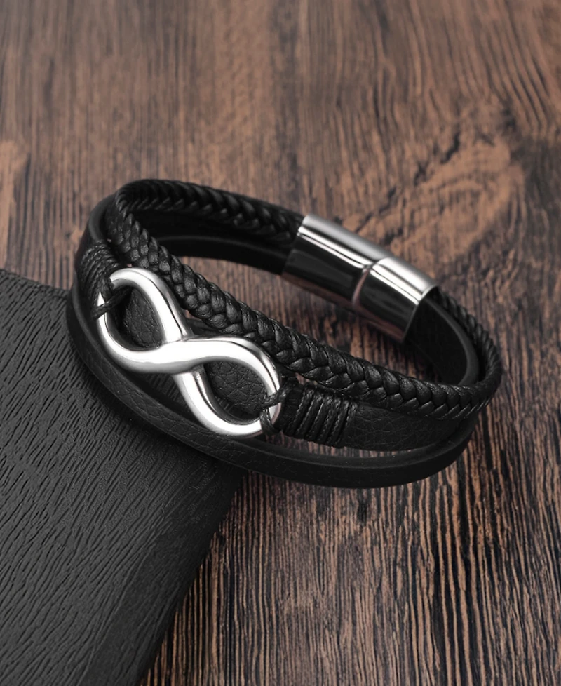 Rhona Sutton Men's Eterna Leather & Stainless Steel Bracelet