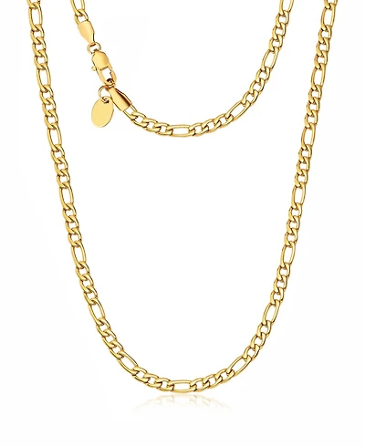 Rhona Sutton Men's Stainless Steel Figaro Chain Necklace in 18k Gold Plated