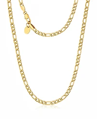Rhona Sutton Men's Stainless Steel Figaro Chain Necklace in 18k Gold Plated