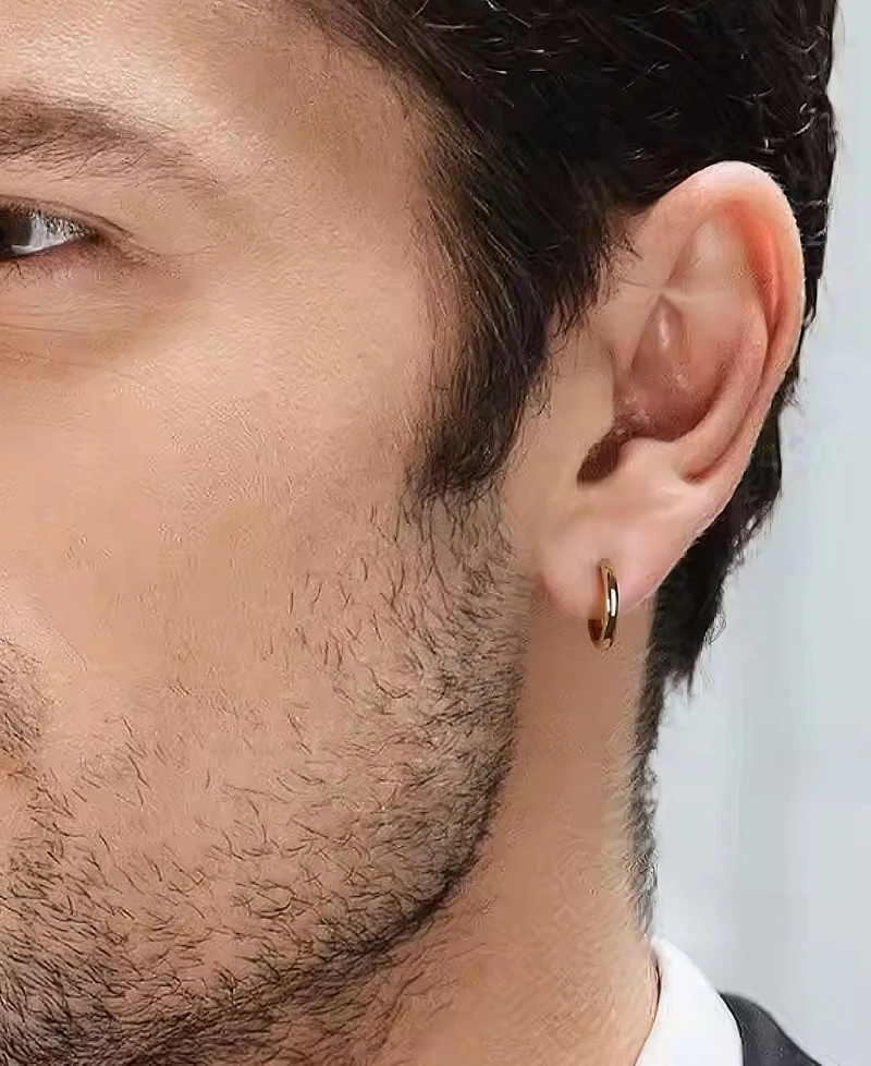 Rhona Sutton Men's Classic Hoop Earrings in 14k Gold Plated