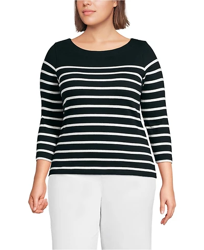Lands' End Women's Plus Mariner Jersey Boatneck Top