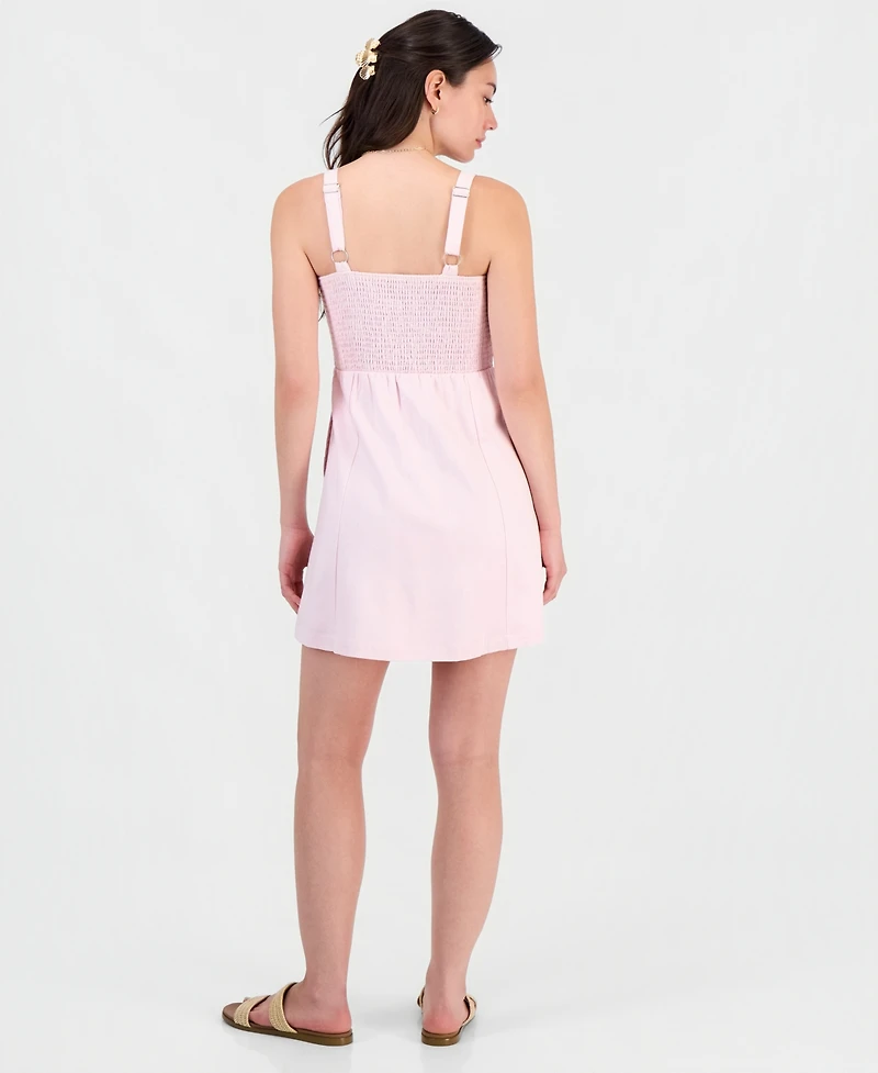 Rebel Veil Juniors' Printed Linen-Blend Mini Dress