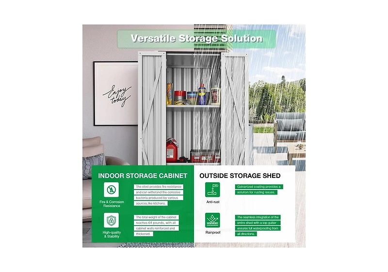Aecojoy Outdoor Storage Cabinet Waterproof with Shelves
