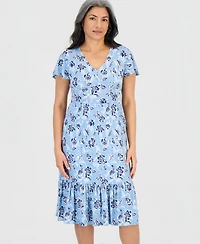Style & Co Petite Printed Knit V-Neck Midi Dress, Macy's Exclusive
