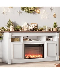 gaomon58" Farmhouse Tv Stand for TVs up to 65 Inches,Entertainment Center with Open Storage Cabinets, Media Console Living