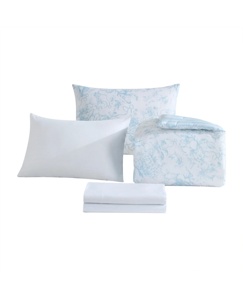Laura Ashley Delphine Washed Microfiber 7-Pc. Comforter Set, King