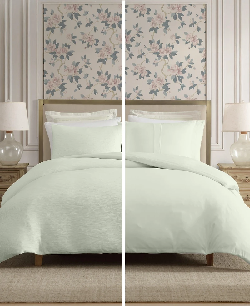 Laura Ashley Crinkle Woven Gauze 3-Pc. Duvet Cover Set