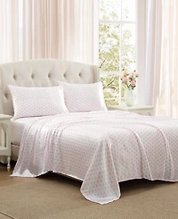 Laura Ashley Printed Satin Heart of Mine -Pc. Sheet Set