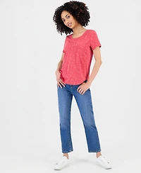 Style & Co Petite Star-Print Short-Sleeve Perfect T-Shirt, Macy's Exclusive