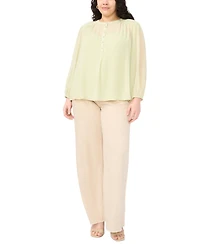 Vince Camuto Plus Half Placket Shirred Yoke Blouse