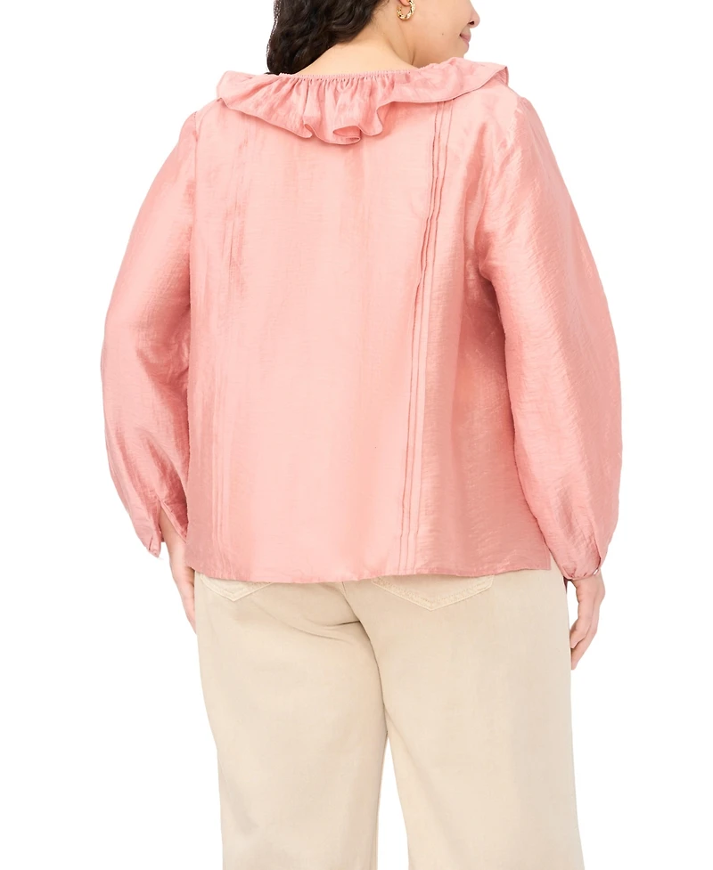 Vince Camuto Plus Ruffle V-Neck Top