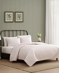 Laura Ashley Tessa's Ticking Stripe Reversible -Pc. Quilt Set