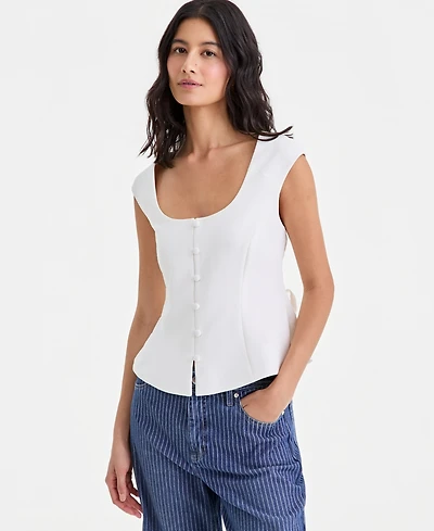 On 34th Women's Crepe Button Front Vest, Macy's Exclusive