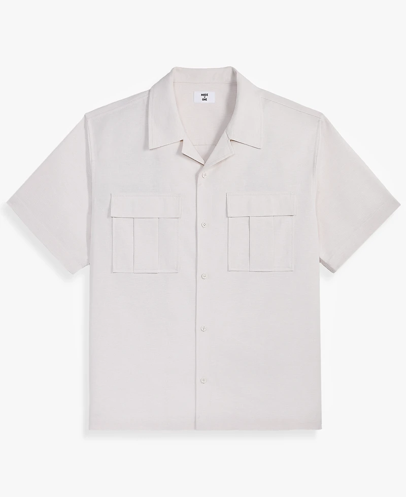 Mode of One Men's Linen & Cotton Relaxed Utility Shirt, Macy's Exclusive