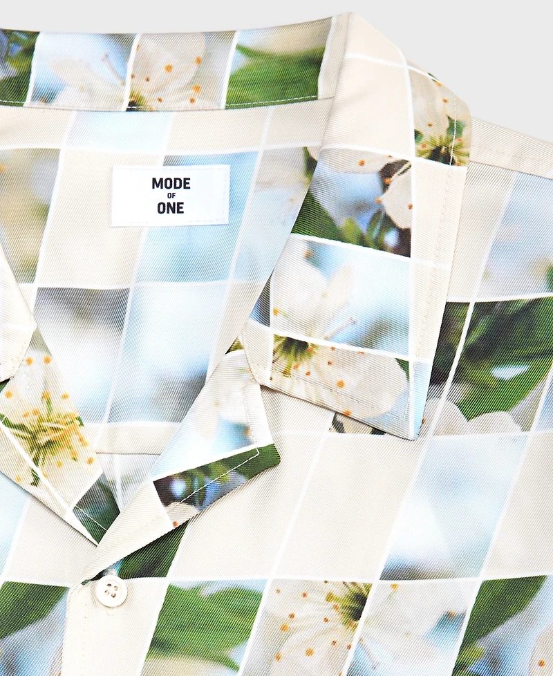 Mode of One Men's Floral Print-Blocked Camp Shirt, Macy's Exclusive