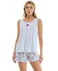 Jaclyn Intimates Women's Sleeveless Tank Top and Pajama Shorts, 2-Piece Set
