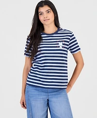 Peanuts Juniors' Snoopy Striped Graphic T-Shirt