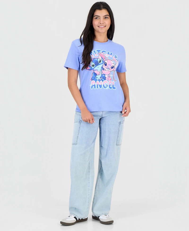 Disney Juniors' Stitch and Angel Graphic Print T-Shirt