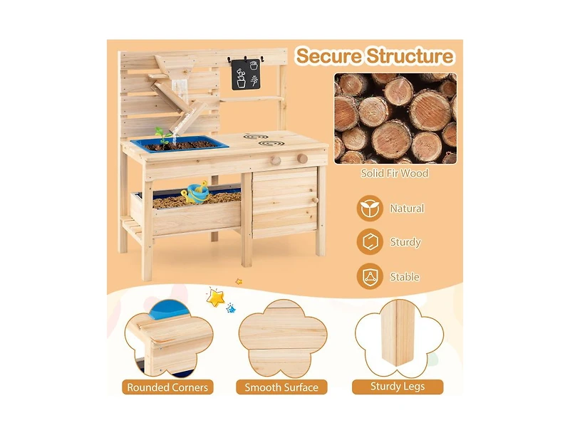 Slickblue Outdoor Play Pretend Kitchen with Detachable Sandbox and Removable