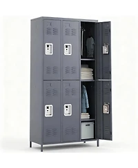 Yigii Large 72" Steel Locker with 6 Doors for Gym, Office, or School- Spacious, Durable, Easy Assembly