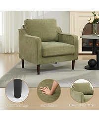 gaomon Mid-Century Modern Accent Chairs,Modern Linen Fabric Armchair for Living Room,Comfy Sofa Chairs with Scooped Arms