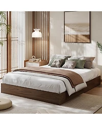 gaomon Wood Platform Bed Frame, Wooden Bed Frame Without Headboard, Wood Slat Support, No Box Spring Needed, Easy Assembly