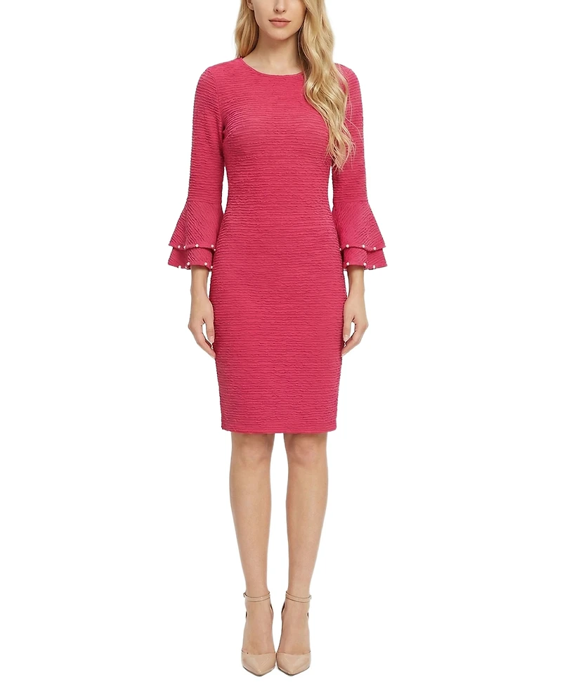 Ny Collection Women's Long-Sleeve Dress with Bell Cuffs
